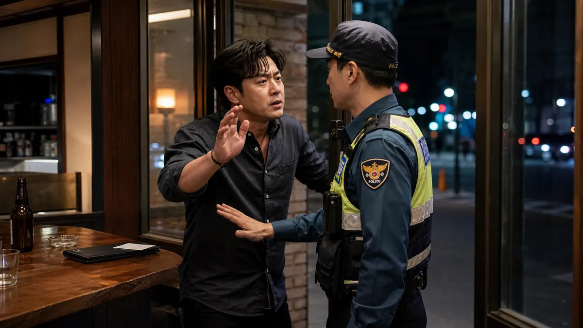 술값 미지급 신고로 출동한 경찰관과 공무집행방해 혐의에 대응한 의뢰인
